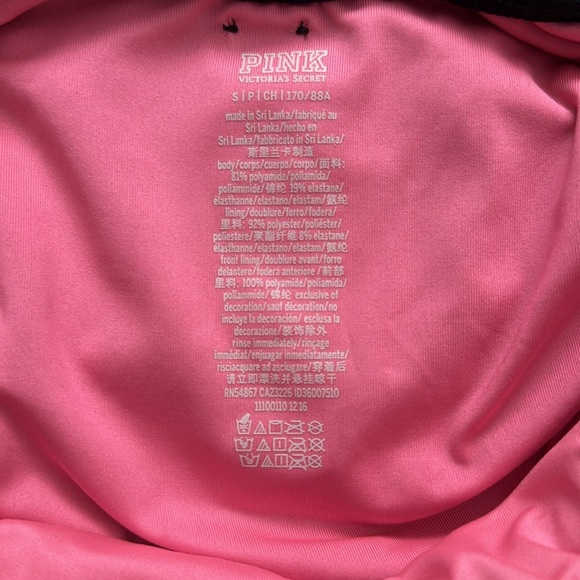 PINK Victoria's Secret Black and Pink One Piece Swimsuit with Ruched Bust - Picture 6 of 6